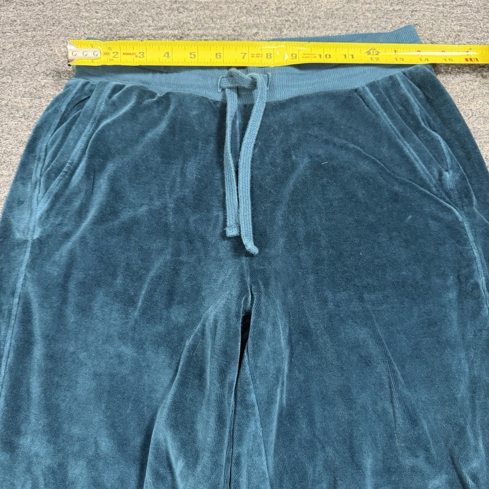Pact Velour Lounge Set Women S/M Teal Full Zip Wide Leg Crop Cotton Organic - Picture 9 of 15